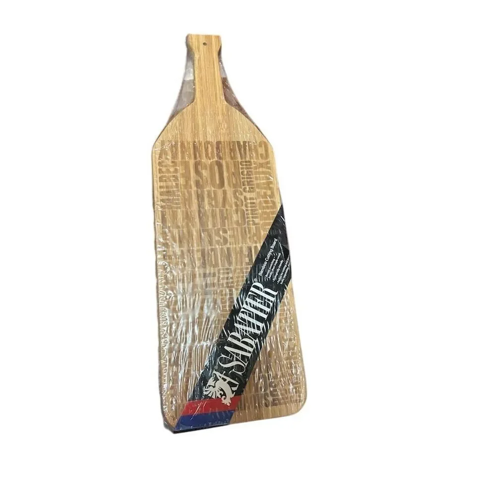 Sabatier Large Bamboo Cutting Board with Handle Brown wine bottle shaped